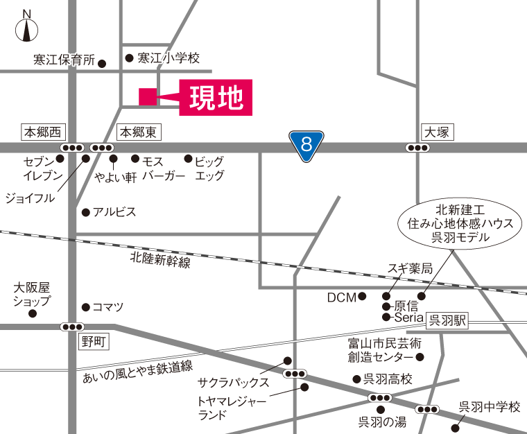 富山市本郷中部 分譲地 地図