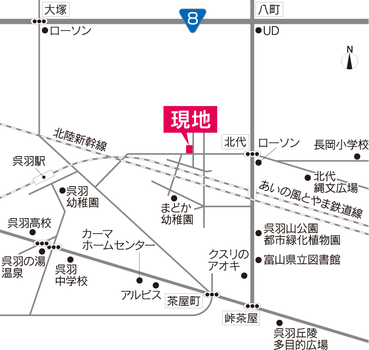富山市北代 分譲地 地図