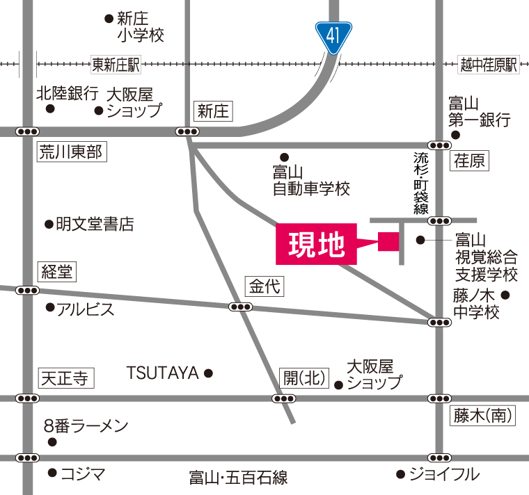 富山市大江干 賃貸メゾネット 地図