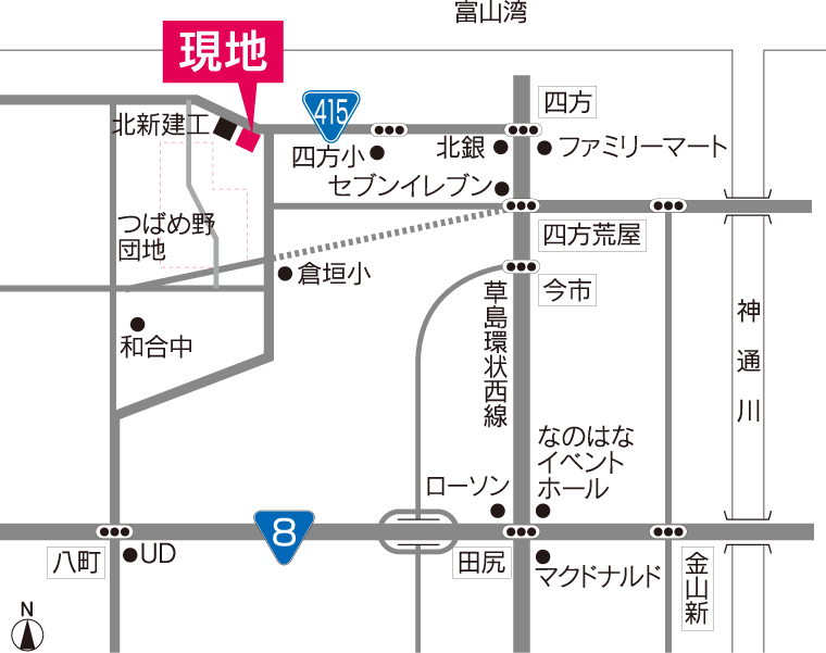 富山市四方新出町 賃貸メゾネット 地図