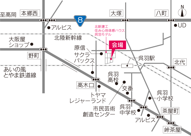 呉羽駅北モデル/お施主様邸 現地案内図