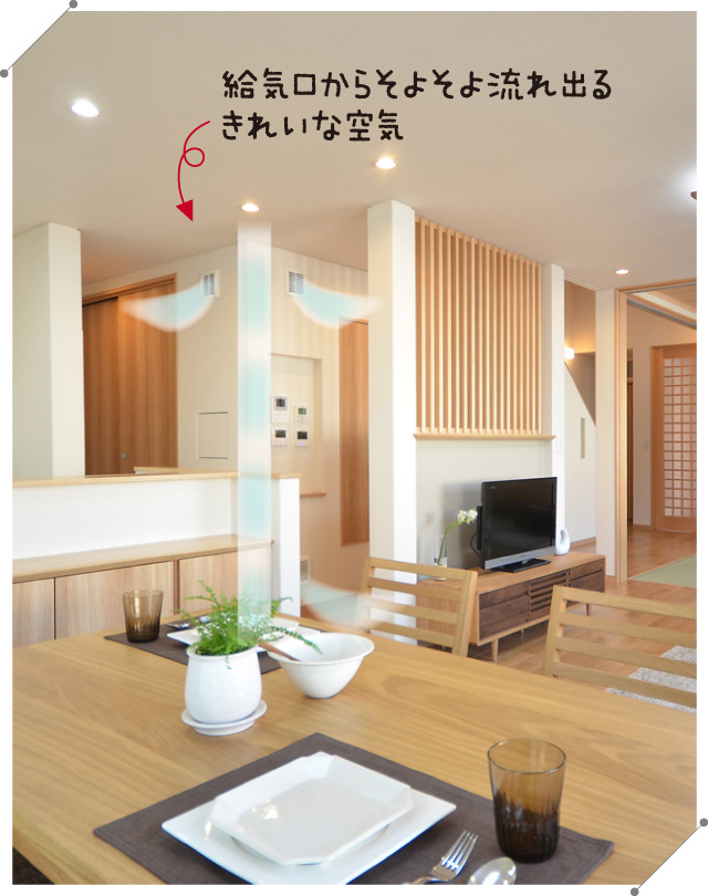 給気口からそよそよ流れ出るきれいな空気