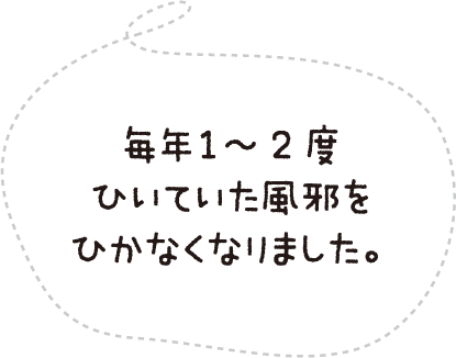 毎年1~2度ひいていた風邪をひかなくなりました。